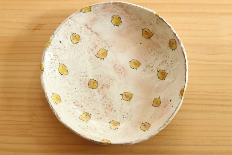 粉引きひよこのパスタ皿 - 花瓶/花器 - 陶 白色