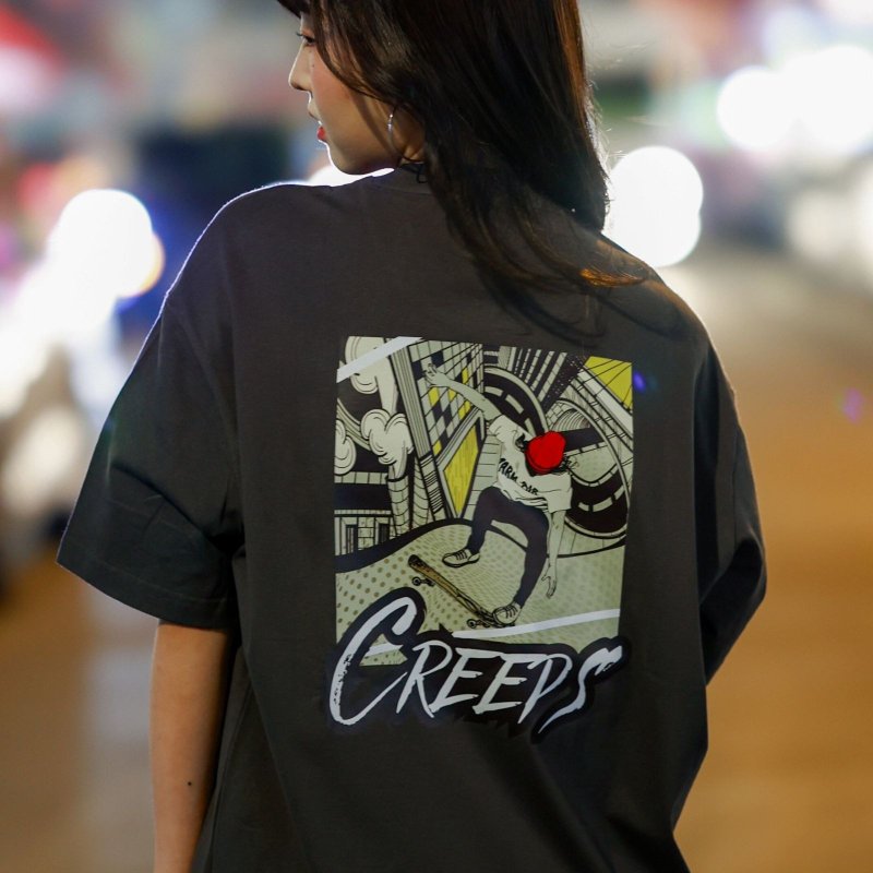 【CREEPS】Skate Boy 寬鬆重磅印花T恤 210g - 男 T 恤 - 棉．麻 多色