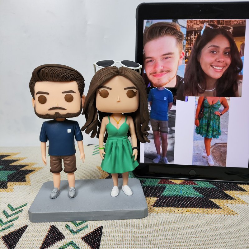 Handmade custom-made American Funko Pop self-portrait dolls for couples, parents, couples, wedding anniversary gifts - ตุ๊กตา - ดินเหนียว หลากหลายสี