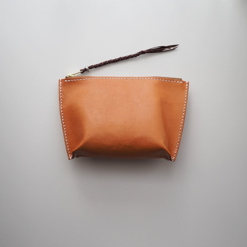 Leather Clutch: The Eltham Leather Clutch-L021-皮包,雜物包 - 化妝包/收納袋 - 真皮 橘色