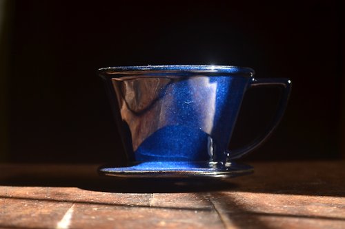 客噐。客氣 湛放藍扇形切子濾杯102款 梯形濾杯手沖濾杯 咖啡濾杯 咖啡濾器