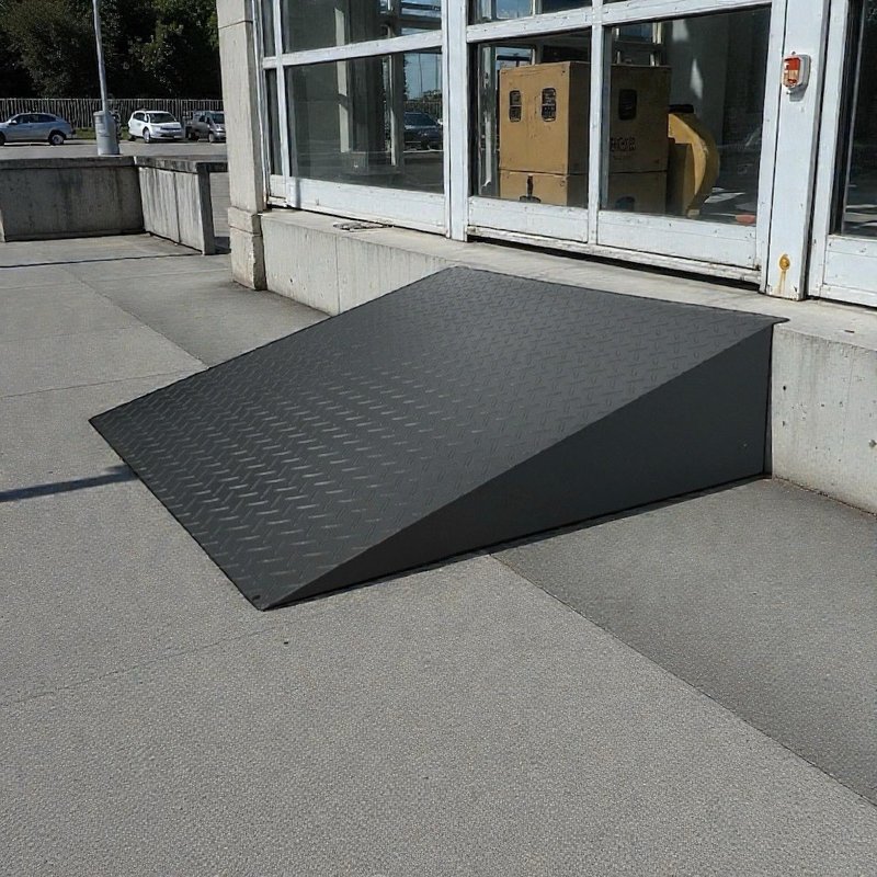 High-Load Capacity Anti-Slip Metal Ramp for Wheelchairs, Warehouse Carts, Vehicle Loading/Unloading, and Equipment - พรมปูพื้น - วัสดุอื่นๆ สีดำ