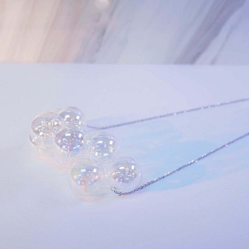 925 Sliver Metallic Bubble Bubbles Necklace (Small) - Necklaces - Glass Multicolor