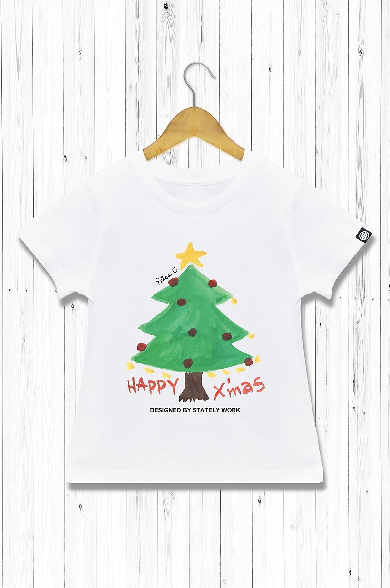 STATELYWORK Christmas tree hand-painted T-children's wear - Other - Cotton & Hemp Multicolor