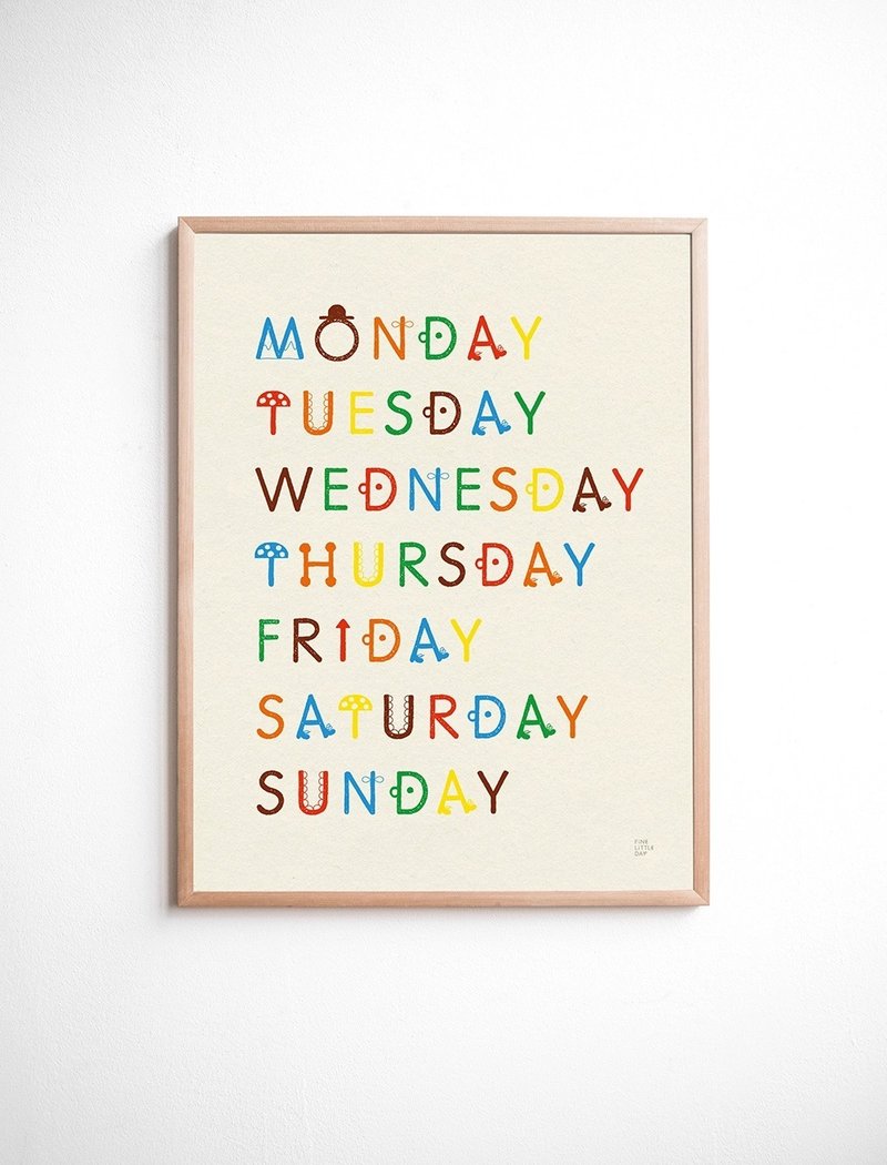 Elisabeth Dunker -瑞典藝術家設計海報 WEEKDAYS POSTER(30X40c - 海報/掛畫/掛布 - 紙 多色