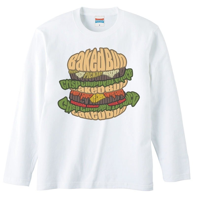 Long Sleeve T-shirt / Hamburger - Men's T-Shirts & Tops - Cotton & Hemp White