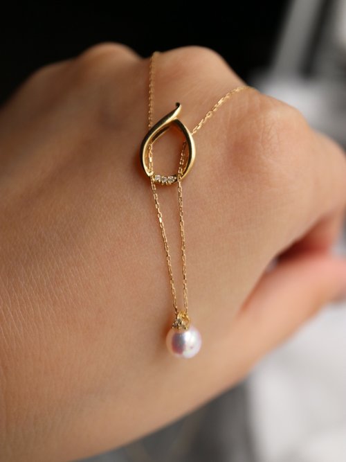 KOKO PEARL JEWELRY 日本直送 akoya珍珠吊墜項鏈 鑽石 天然海水珍珠 2way佩戴 18k金