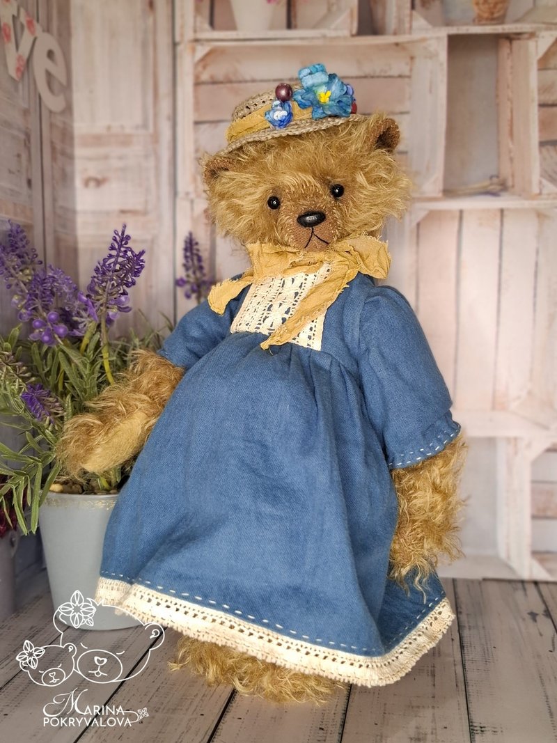 Artist teddy bear Mohair teddy bear Classic bear toy - 公仔/玩偶 - 其他材質 咖啡色