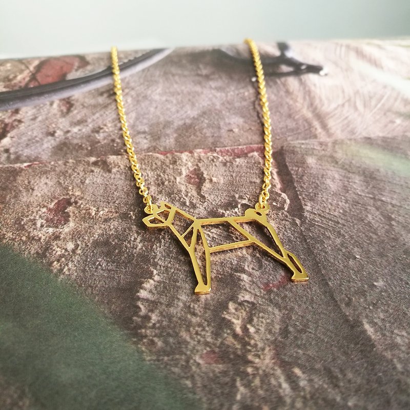 Basenji Dog Necklace, Origami Jewelry, Pet Gifts, Gifts for her, Gold Plated - 項鍊 - 其他金屬 金色