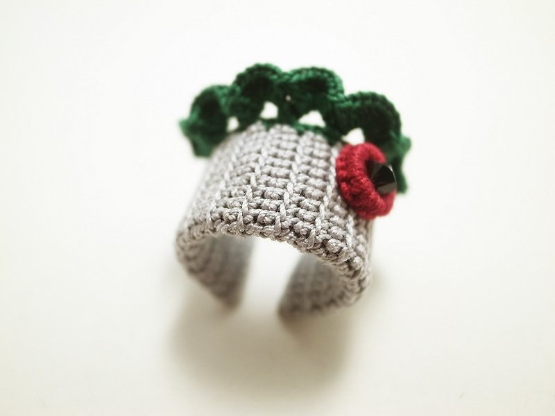 Crochet Lace Jewelry (Lace Fantasia 2-c) Crochet Ring Statement Ring Fiber Ring - แหวนทั่วไป - ผ้าฝ้าย/ผ้าลินิน หลากหลายสี