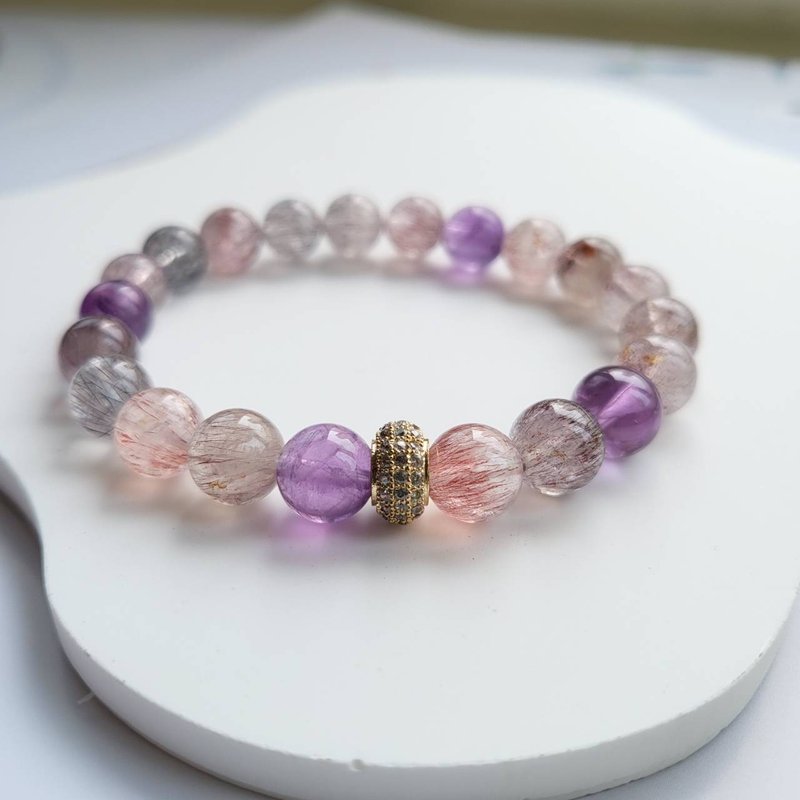 Lucky Peach Blossom and Good Luck for Noble People/Super Seven/Super Seven Crystal Bracelet - สร้อยข้อมือ - คริสตัล 