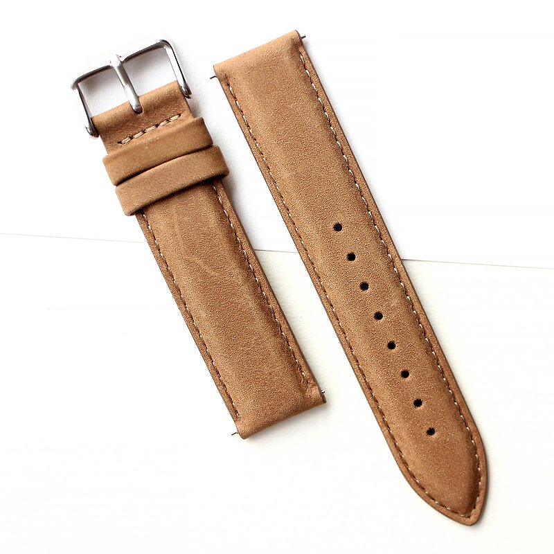 【PICONO】Quick release brown leather strap - Silver buckle - นาฬิกาผู้ชาย - หนังแท้ 