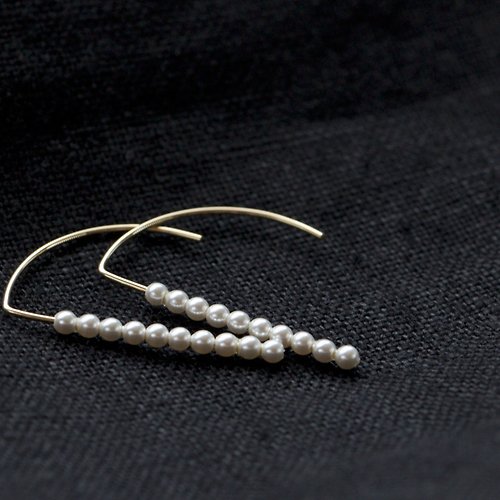 stella-jewelry 14kgf Swarovski Pearl Crescent Moon Pierced Earrings