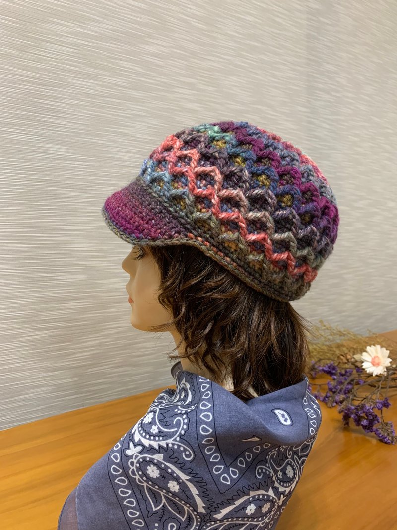 Rhombus baseball beanie. Popularity explosion models. rainbow. Hand made. Italian line - Hats & Caps - Wool 