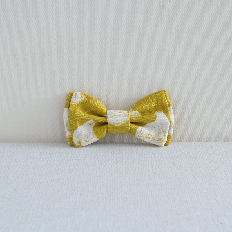Bow Hair Clip - Bright Yellow Polar Bear - เครื่องประดับผม - ผ้าฝ้าย/ผ้าลินิน 