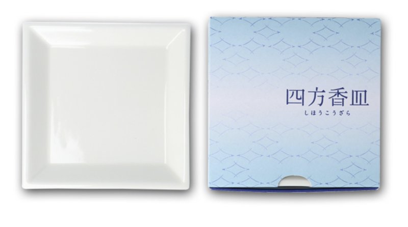 Square Incense Dishes Milky White [Japan Song Eido Incense Dishes Series] - เทียน/เชิงเทียน - เครื่องลายคราม ขาว