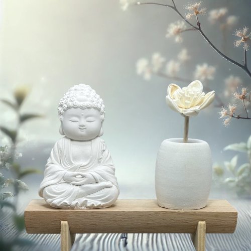 創藝 文創手作館 文青簡約風 淨念吉祥之育德小佛 原木底座系列 新時尚風格