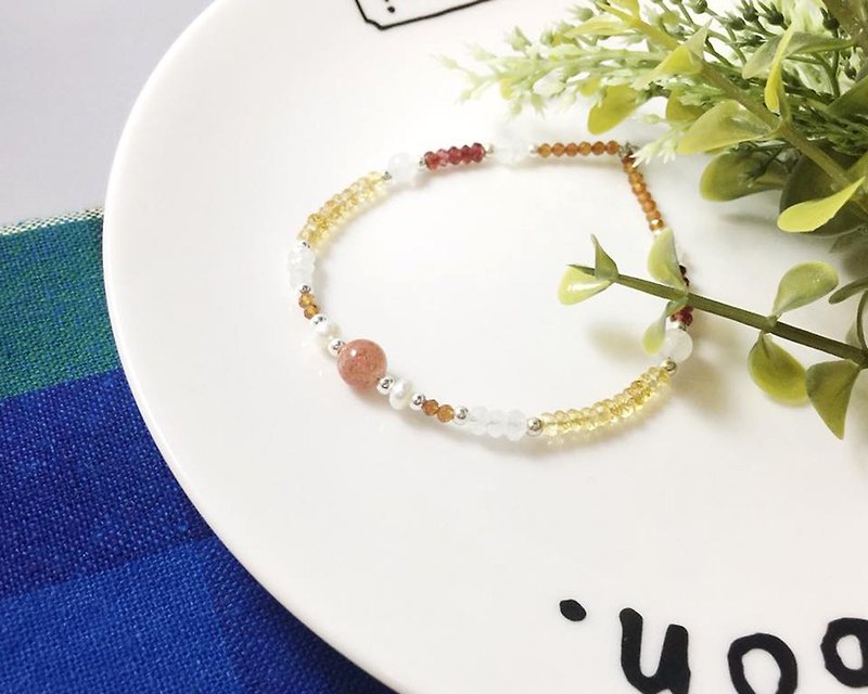 MH Silver Natural Stone Custom Series_Citrus Sunshine_Sun Crystal - Bracelets - Semi-Precious Stones Orange