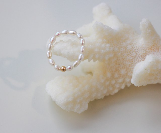 14kgf天然米形淡水パールリング - ショップ SenQing jewelry
