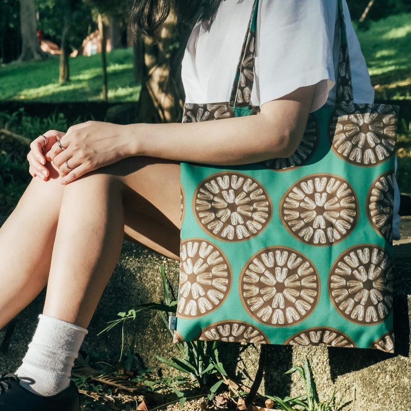 【錦源興】麵線提袋 l 托特包 購物袋 帆布袋 大容量 A4 印花 - 側背包/斜背包 - 其他人造纖維 綠色