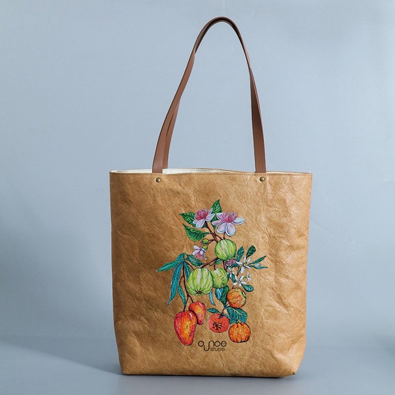 Taiwan Fruits Botanics Kraft Tote Bag - Handbags & Totes - Other Materials 