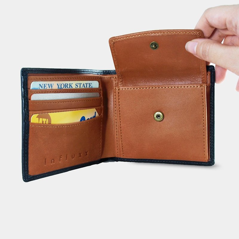 Montage Leather Bi-fold Compact Wallet with Coin Pouch - Autumn Orange - Wallets - Genuine Leather Orange