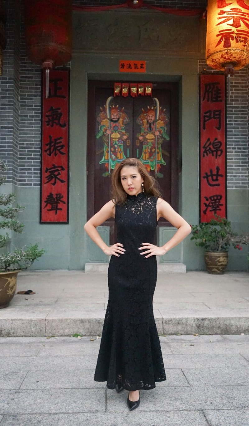 VINTAGE 悅裳 港式 復古旗袍 春裝 華服 連身裙 - 旗袍/改良式旗袍 - 棉．麻 黑色