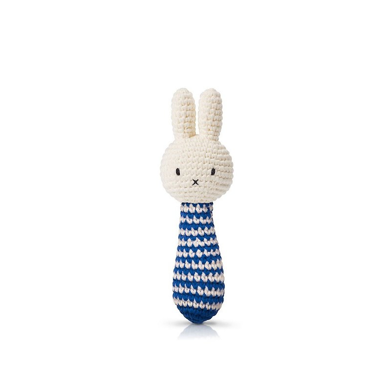 Just Dutch | Miffy handmade rattle blue striped + music - Stuffed Dolls & Figurines - Cotton & Hemp Blue