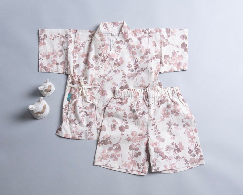 甚平和服(含褲)-花55 - 包屁衣/連身衣 - 棉．麻 灰色