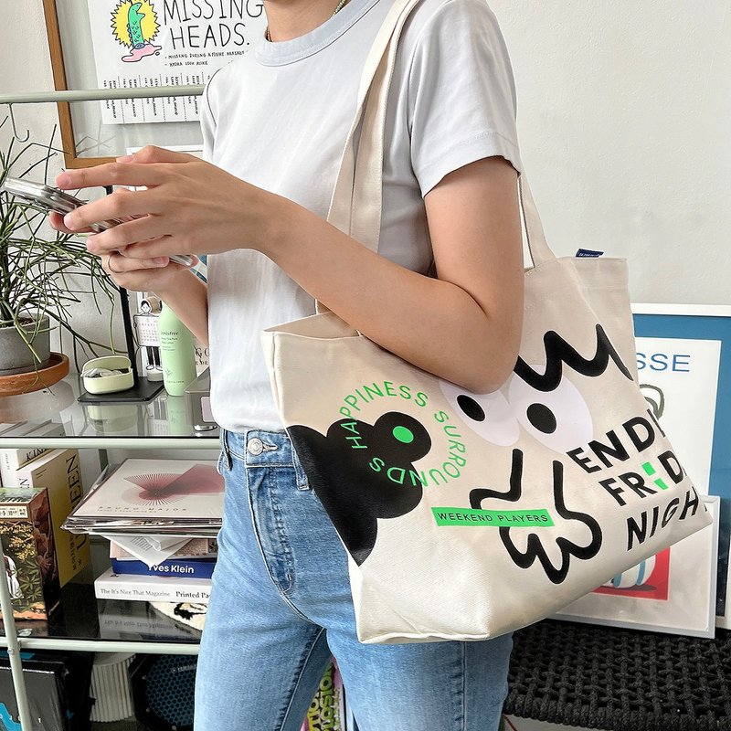 Happy tote - 手提包/手提袋 - 棉．麻 