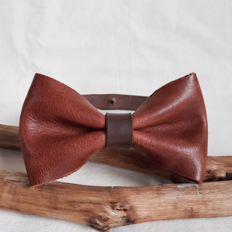 LEATHER BOW TIE FOR MEN & KIDS - Bow Ties & Ascots - Genuine Leather Brown