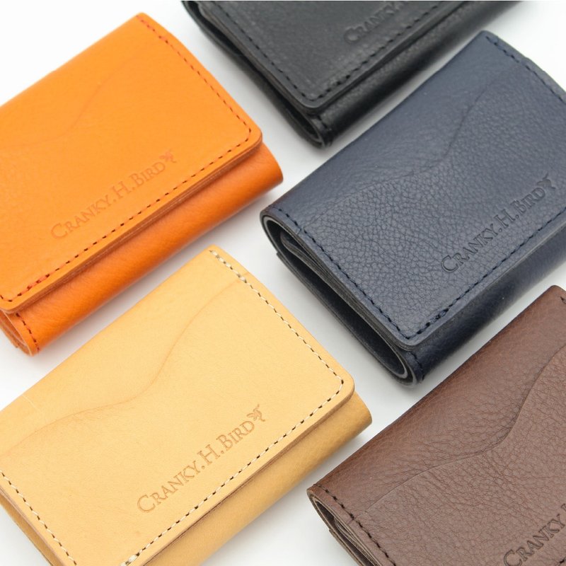 【Navy】Mini Wallet PICCOLO Made in JAPAN handmade Italian Leather card case - Wallets - Genuine Leather Blue