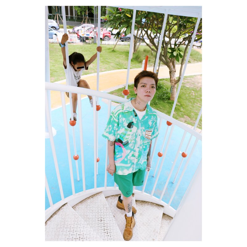 清涼澳門綠夏威夷襯衫__樹影龍__ - 男襯衫/休閒襯衫 - 其他人造纖維 綠色