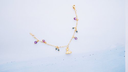 JunSui 童樂-小鹿款--紫貴石水晶斑比手鍊