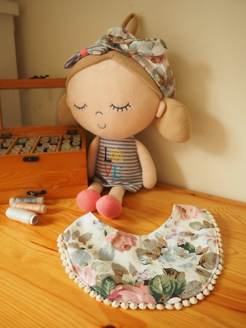 Handmade Baby Bib rose pattern - Baby Gift Sets - Cotton & Hemp Pink