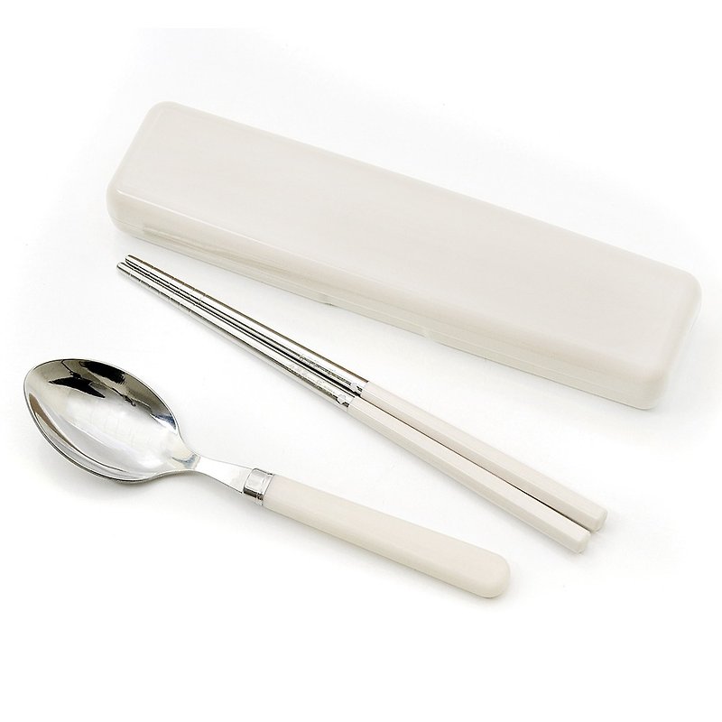 Layana Let's Go Picnic Portable Cutlery Set (white/pink) - ช้อนส้อม - สแตนเลส ขาว
