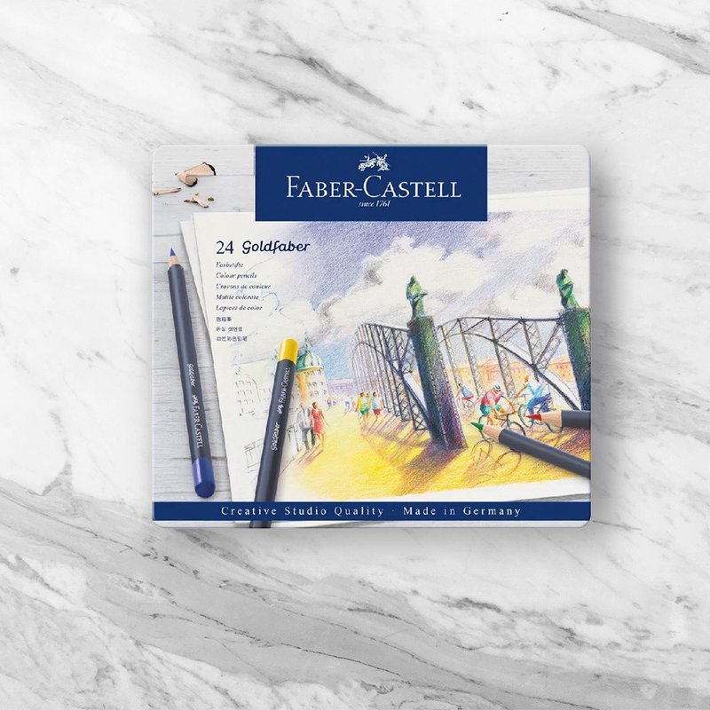 Faber-Castell GOLDFABER油性色鉛筆24色/鐵盒(原廠正貨) - 其他 - 其他材質 多色
