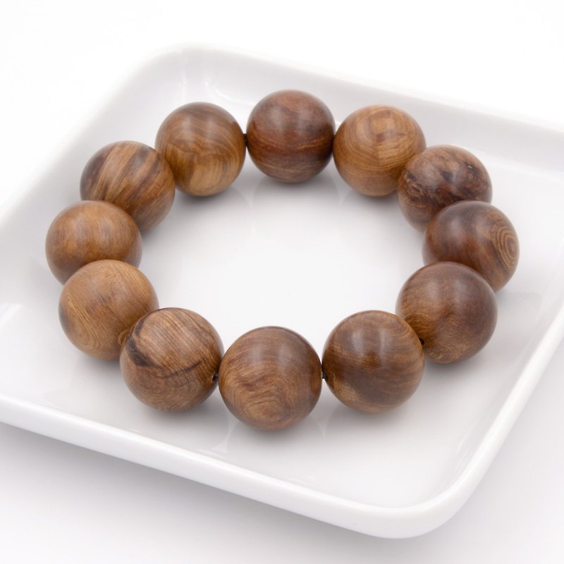 Limited collection heavy oil flash flower sinking water Xiao Nan hand beads 12 pieces 20mm - Bracelets - Wood Brown