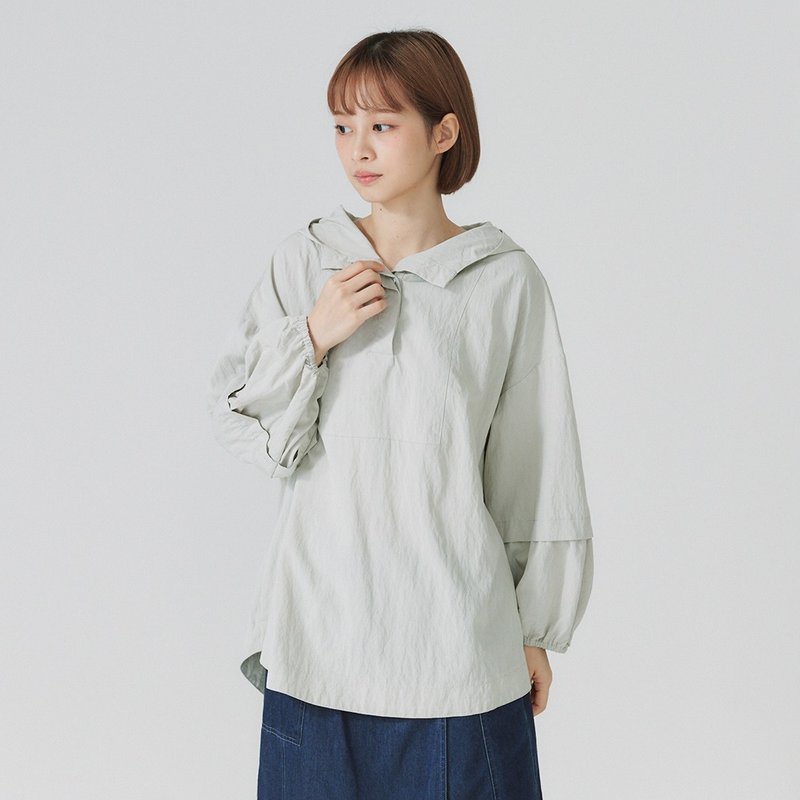 【Simply Yours】連帽九分袖外套 米灰F - 女裝上衣 - 棉．麻 灰色