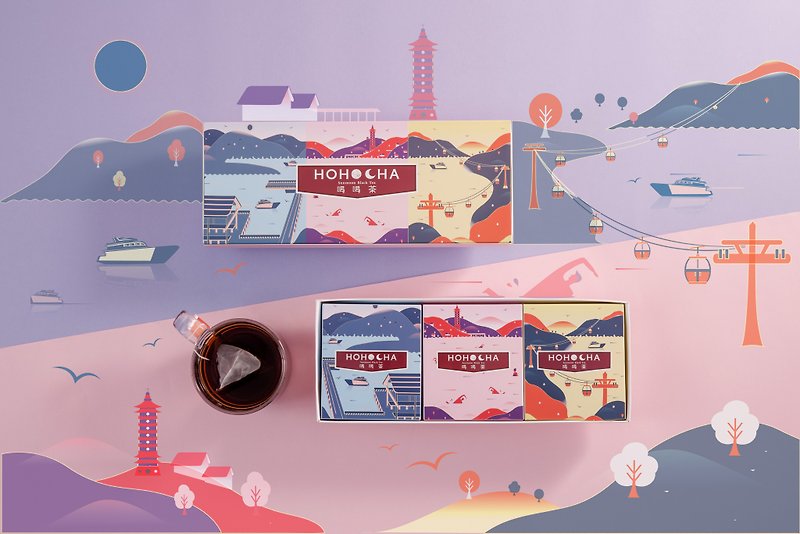 Sun Moon Lake Scenic Triangular Three-dimensional Tea Bag Gift Box - Tea - Fresh Ingredients Multicolor