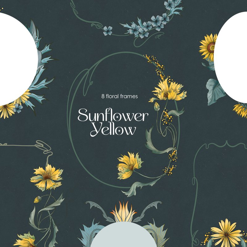 Botanical modern frames, floral vintage clipart - 電子似顏繪/繪畫/插畫 - 其他材質 