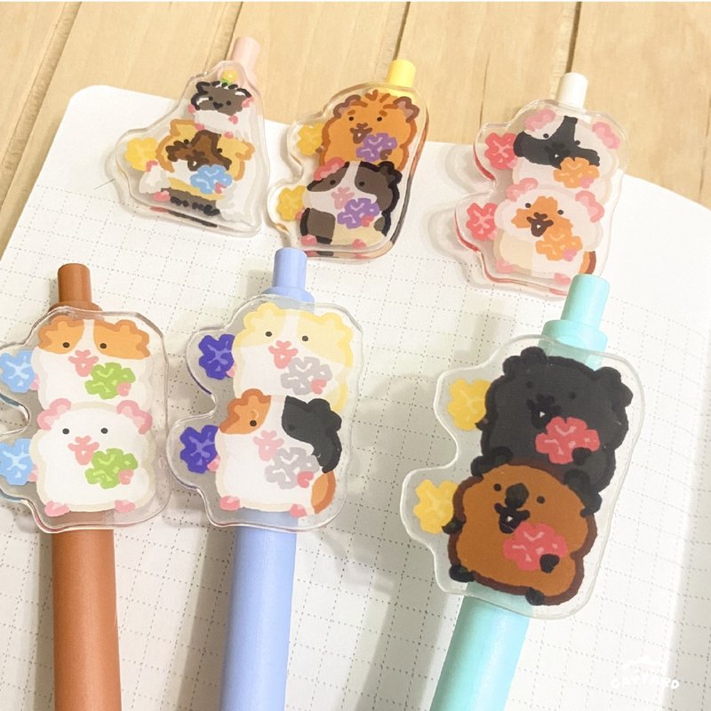 天竺鼠/倉鼠/兔兔 加油系列壓克力筆 - 原子筆 - 壓克力 