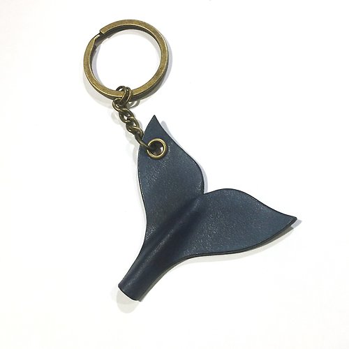 選皮革 革物工作室 幸運與幸福的象徵 -立體- 鯨魚尾巴 鑰匙圈 吊飾皮件皮雕
