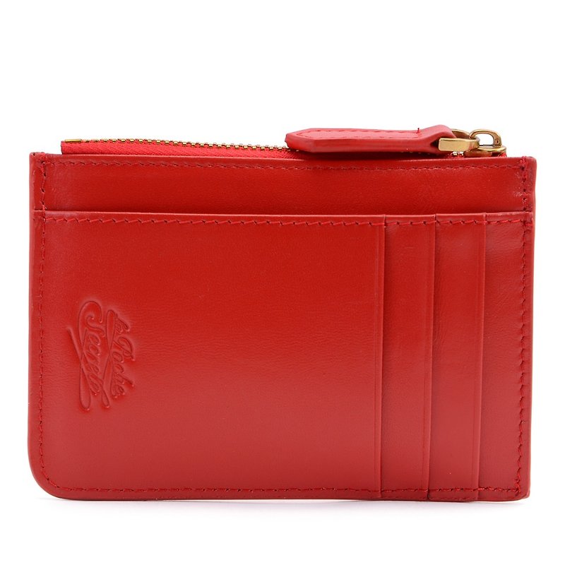 La Poche Secrete Christmas Gift: Pocket Cassette Change Key Bag_Gift Red - กระเป๋าใส่เหรียญ - หนังแท้ สีแดง