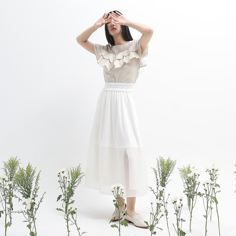 [Classic Original] Dream_Dream See-through Skirt_CLB016_White - Skirts - Polyester White