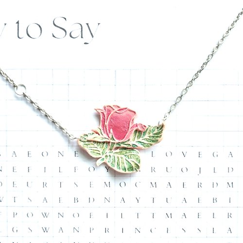 clay-to-say One True Love - A rose polymer clay necklace