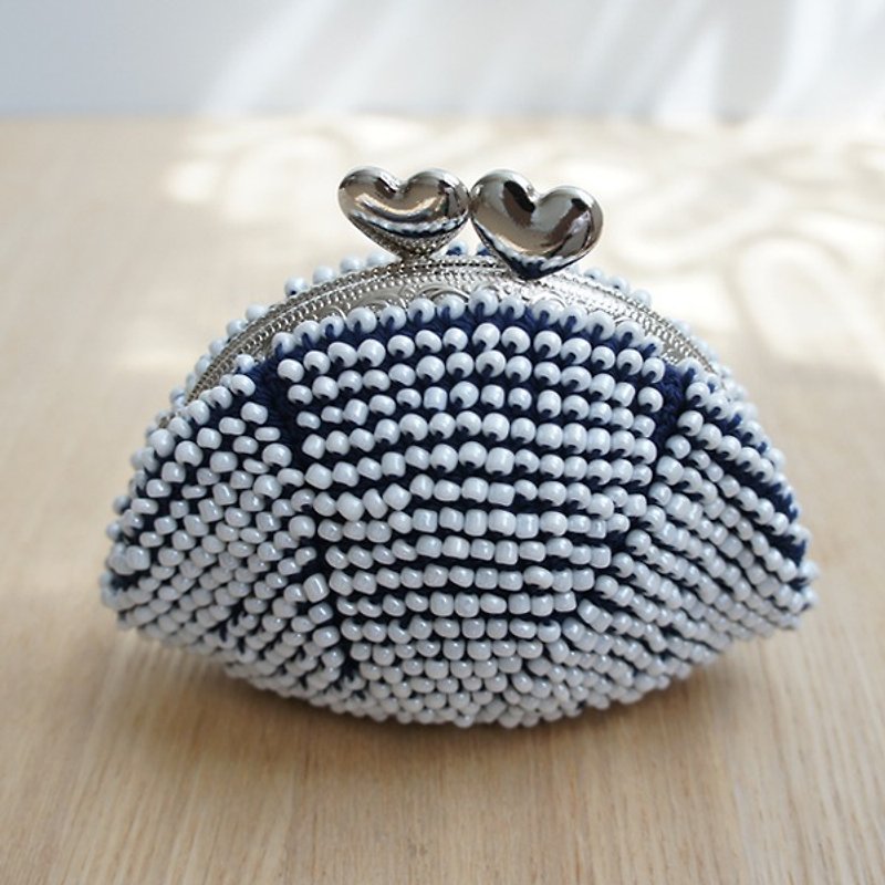Ba-ba handmade Beads crochet coinpurse No.702 - 零錢包/小錢包 - 其他材質 藍色