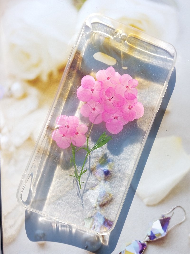 Pressed flower phone case, iPhone 7 plus,iphone 8 plus, Pink hydrangea - Phone Cases - Plastic Pink