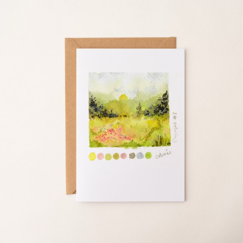 水彩風景手描きカード、多目的カード、誕生日カード、感謝カード、アートカード、グリーティングカード、大自然 - はがき・メッセージカード - 紙 多色