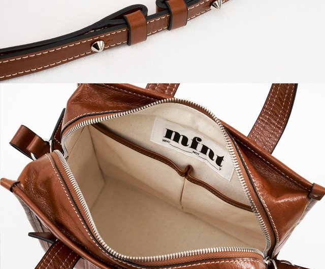 [mfnt] Camille Cognac 牛革3ウェイバッグ Camille Cognac 3Way Tote Bag (ITALY Cow Leather) mfnt｜手提